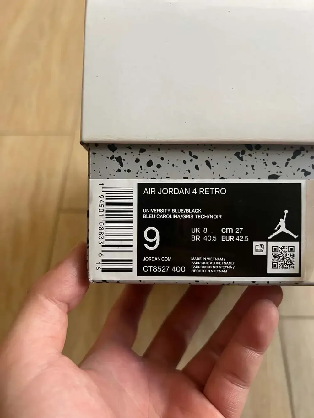 Size 9 - Air Jordan 4 Retro 'University Blue' (Good Condition)